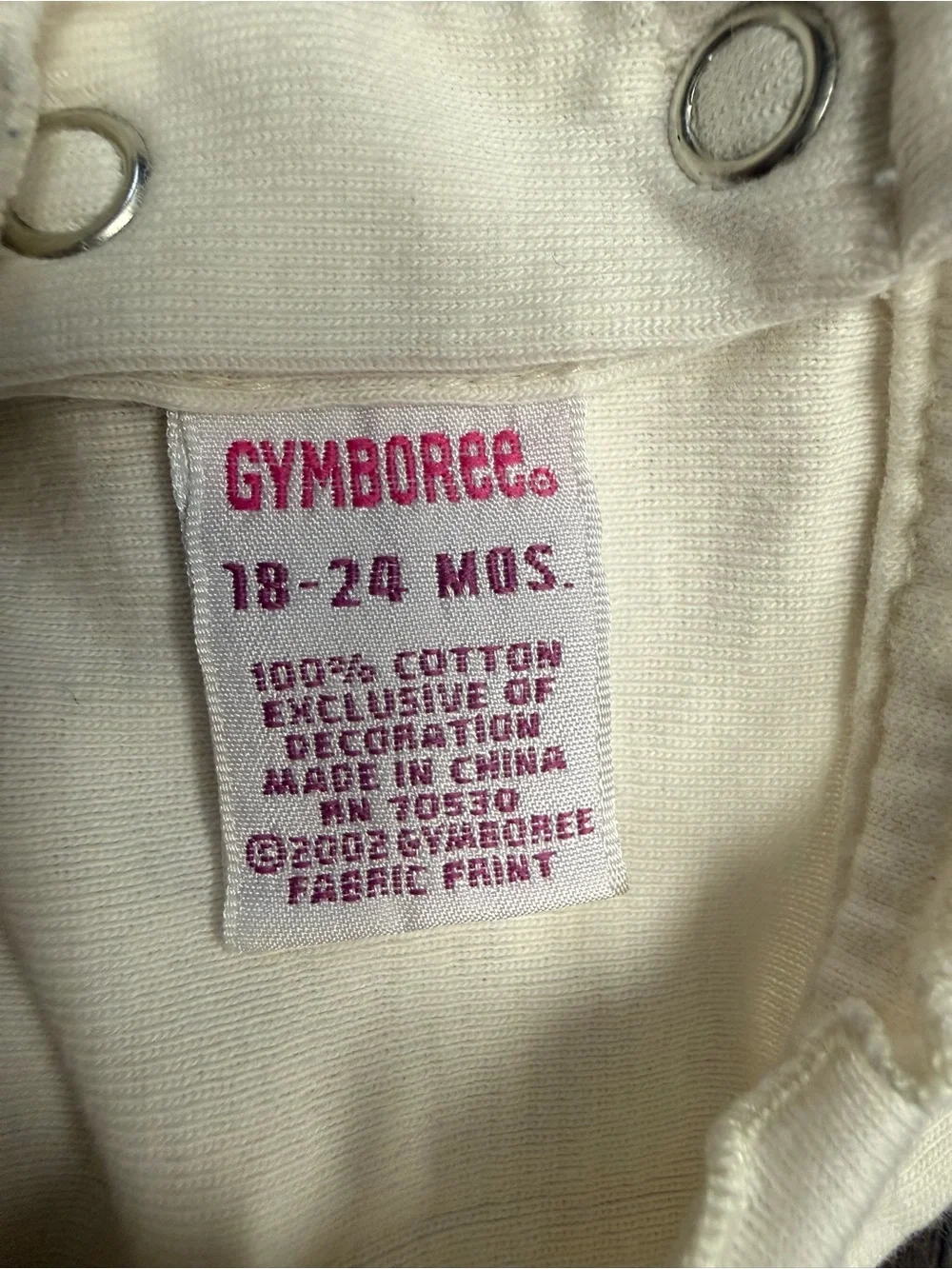 Vintage Gymboree Cream Long-Sleeve Bodysuit with Pink Ballerina Embroidery